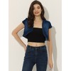 INSPIRE CHIC Women's Casual Cap Sleeve Open Front Crop Denim Shrugs - 3 of 4