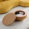31.49" Round Fluted Coffee Table with Hidden Storage, Modern Pedestal Cocktail Table for Living Room, Apartment - Panipeachy - 2 of 4