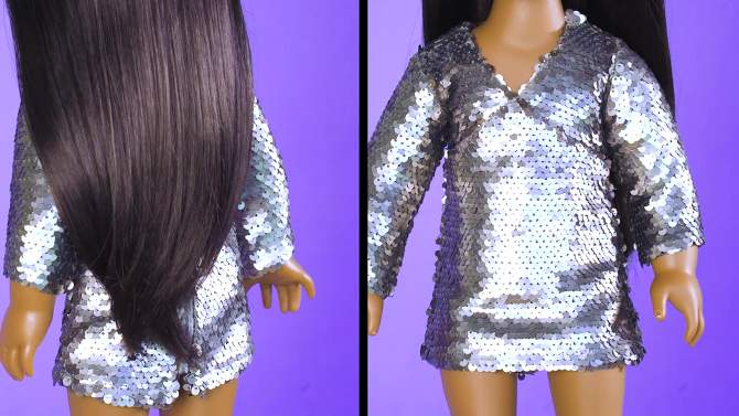 I&#39;M A GIRLY Dress with Silver Glitter Sequin Outfit - Fits I&#39;M A GIRLY 18&#34; Fashion Doll, 2 of 5, play video