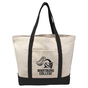 Wartburg College Knights Primary Logo Canvas Tote Bag With External Pocket, Reusable Shoulder Bag for Shopping, School, Beach - 1 of 4