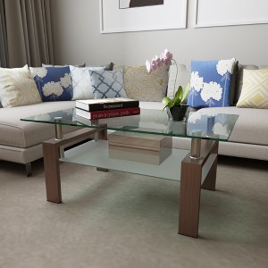 NicBex Modern Rectangle Coffee Table with Clear Tempered Glass Top,2-Tier Glass Center Table for Living Room,Living Room Furniture - 1 of 4