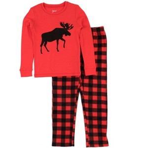 Leveret Kids Pajamas Cotton Top and Fleece Pants - 1 of 3