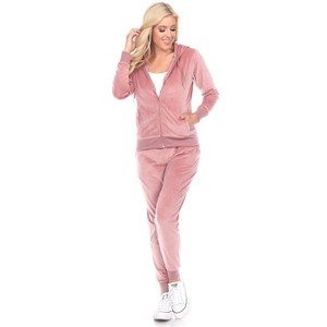 Women's 2 Piece Velour Tracksuit Set - White Mark - 1 of 4