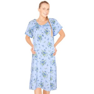 JEFFRICO Womens Nightgowns Short Sleeve Sleepwear Soft Pajama Dress Nightshirts - 1 of 4