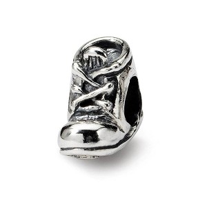 Black Bow Jewelry Sterling Silver Baby Shoe Bead Charm - 1 of 4