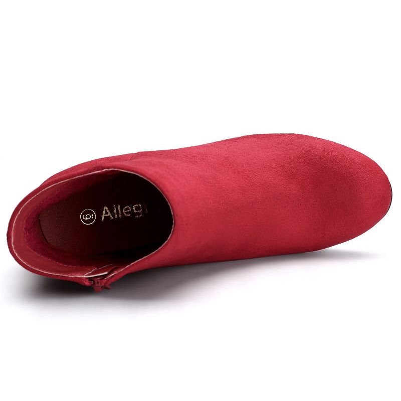 Allegra K Women's Round Toe Side Zip Chunky Heel Ankle Boots, 4 of 8