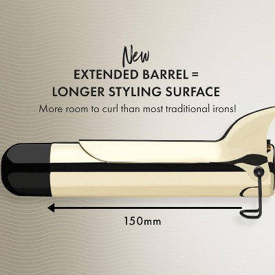 HOT TOOLS 24K Gold Extended Barrel Spring Curling Iron 1.5 with Clamp for Loose Curls