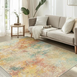 Abynow Geometric Modern Loomed Machine Washable Area Rug - 1 of 4