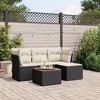 vidaXL 5 Piece Patio Sofa Set with Cushions Black Poly Rattan - Black and Cream - 2 of 4