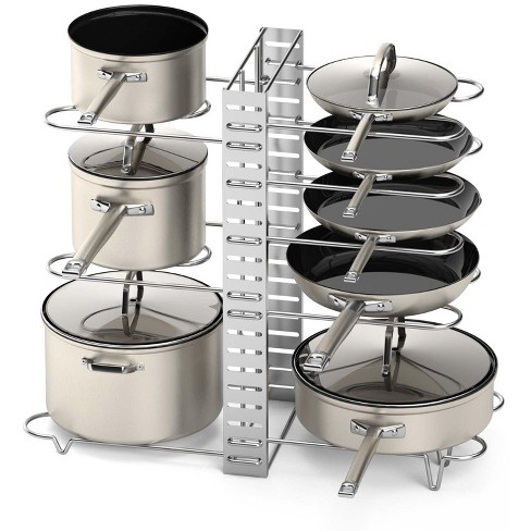 Expandable Pot And Pan Organizer For Cabinet - 10 Adjustable