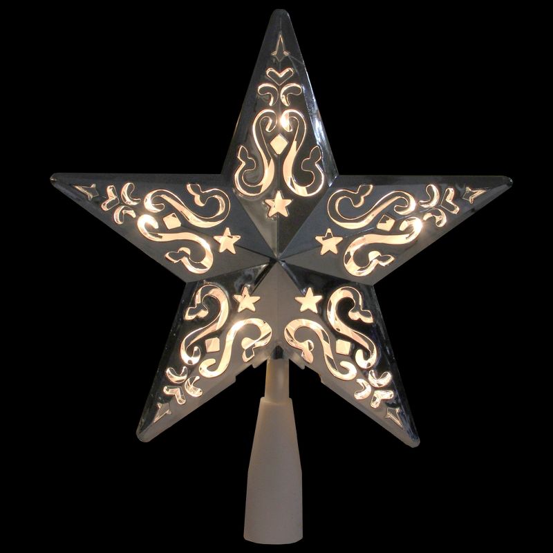 Northlight 8.25" Silver Scroll Star Lighted Christmas Tree Topper - Clear Lights, 2 of 4