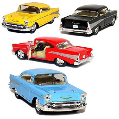 KiNSMART 1957 Chevy Bel Air Coupe 1:40 Scale -Black/Blue/Red/Yellow- Set of 4