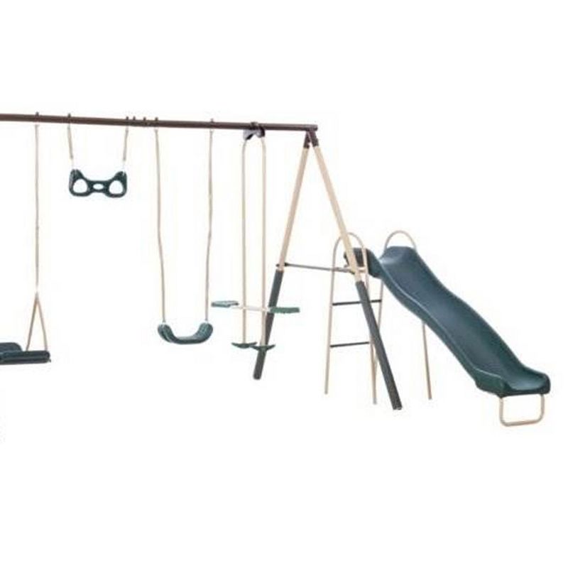 XDP Recreation Deerfield Swing Set,10 Child Capacity Backyard Playground w/ Slide, See-Saw, Trapeze Swing, Fun-Glidr, Swing Seat, & Stand N Swing, 3 of 7