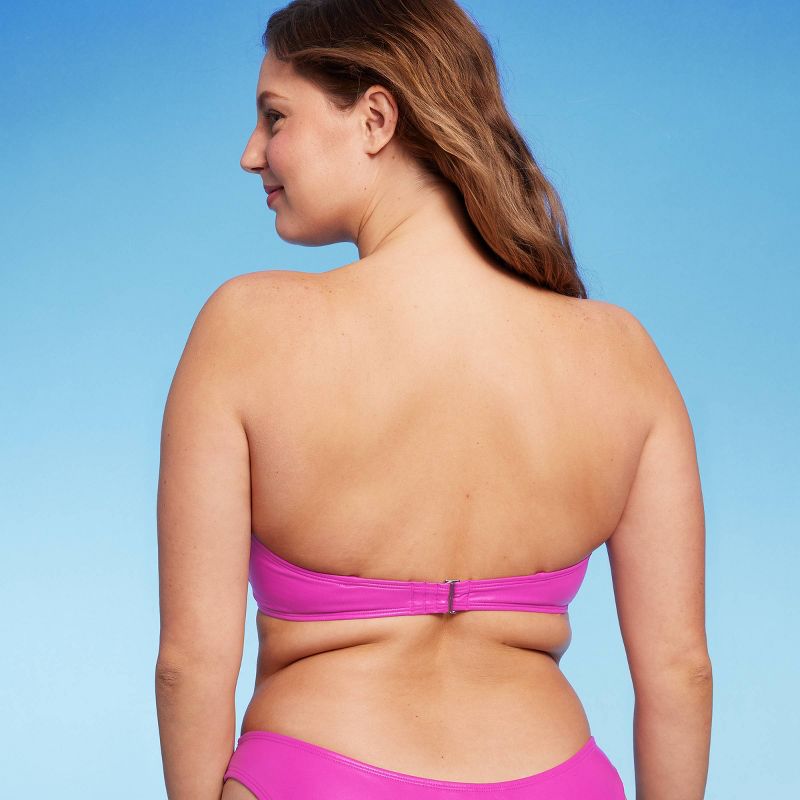 Women's Faux Leather Bandeau Bikini Top - Wild Fable™ Pink, 6 of 9