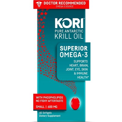  Kori Krill Oil Superior Omega-3 600mg Small Softgels - 60ct 