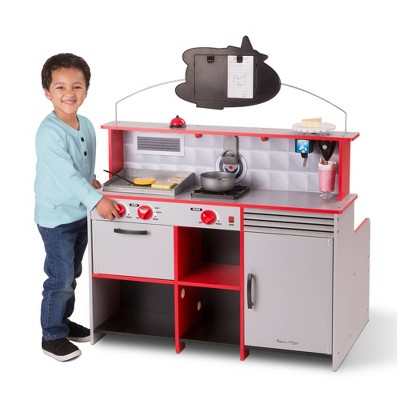 Double-Sided Red and Gray Wooden Star Diner Restaurant Play Set