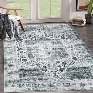 Area Rug, Rugs for Living Room, Non Slip Stain Resistant Kitchen Rug, Vintage Distressed Accent Rug - 1 of 4