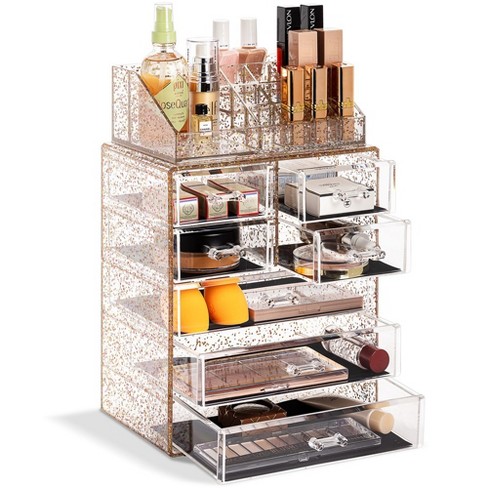 Sorbus X-Large Clear Makeup Organizer Case - 4 Piece Set, 12 Drawers