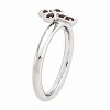 Black Bow Jewelry Rhodium Plated Sterling Silver Stackable Garnet 9mm Cross Ring - 3 of 4