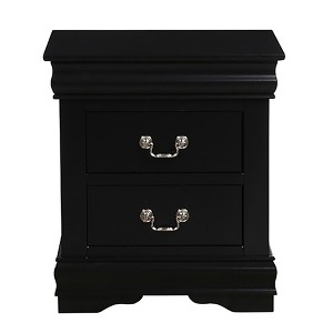 Gulches Black 2-Drawer Nightstand - Louis Phillipe Collection, Brushed Nickel Handles, Classic Design for Bedrooms - 1 of 4