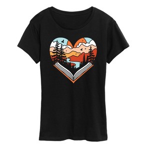 Women's - Instant Message - Open Book Heart Short Sleeve Graphic T-Shirt - 1 of 4