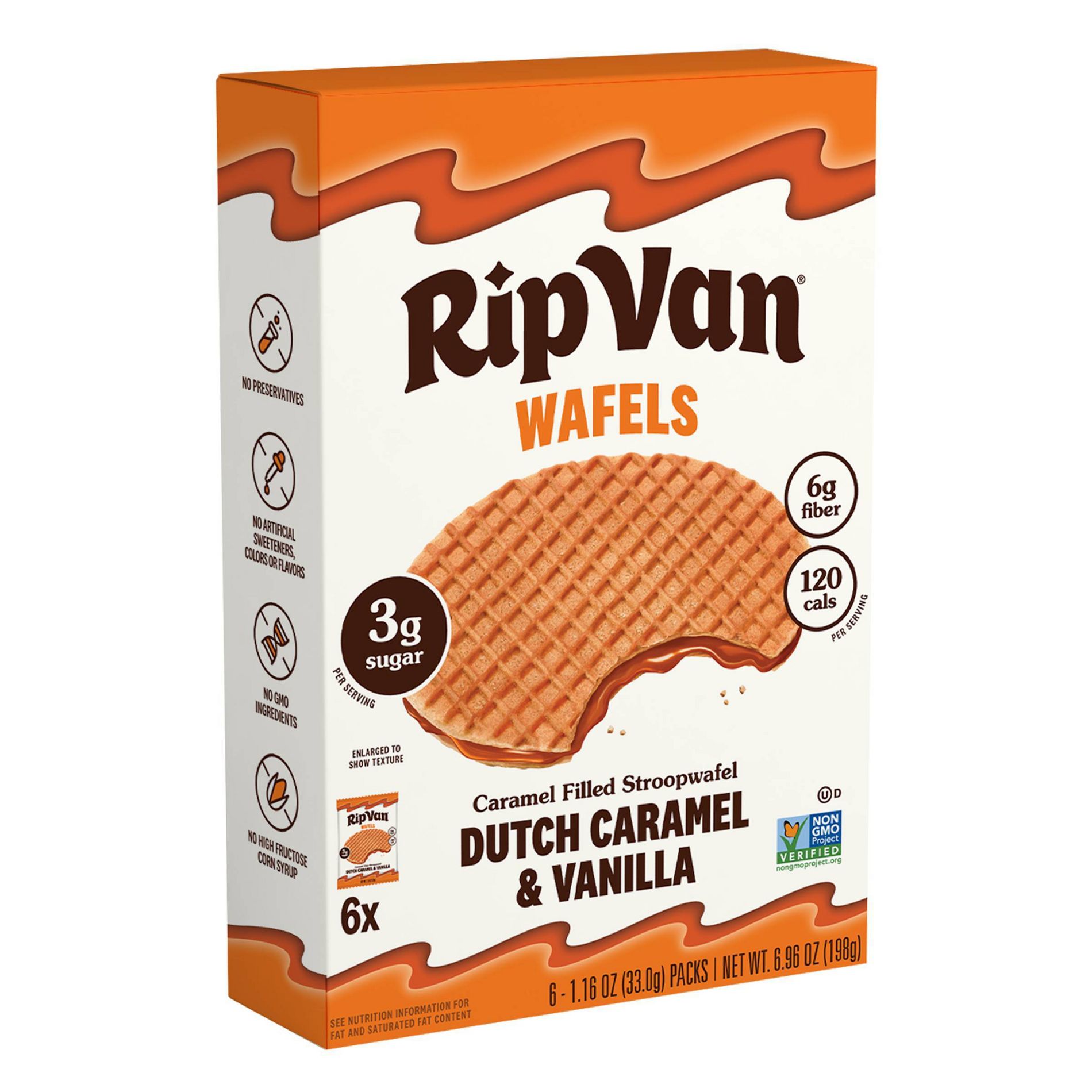 Rip Van Wafels Dutch Caramel & Vanilla Stroopwafels - 6.96oz/6ct