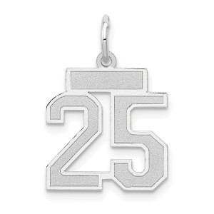 Black Bow Jewelry 14k White Gold, Jersey Collection, Small Number 25 Pendant - 1 of 4