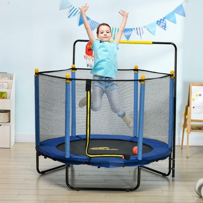 APRILSOUL Kids Trampoline with Basketball Hoop, Horizontal Bar, Small Springfree Trampoline Gifts for Kids Ages 3-10