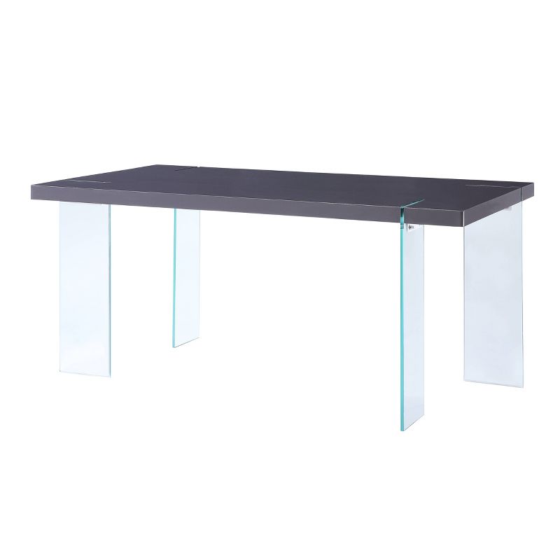 66&#34; Noland Dining Table Gray High Gloss/Clear Glass - Acme Furniture, 3 of 7