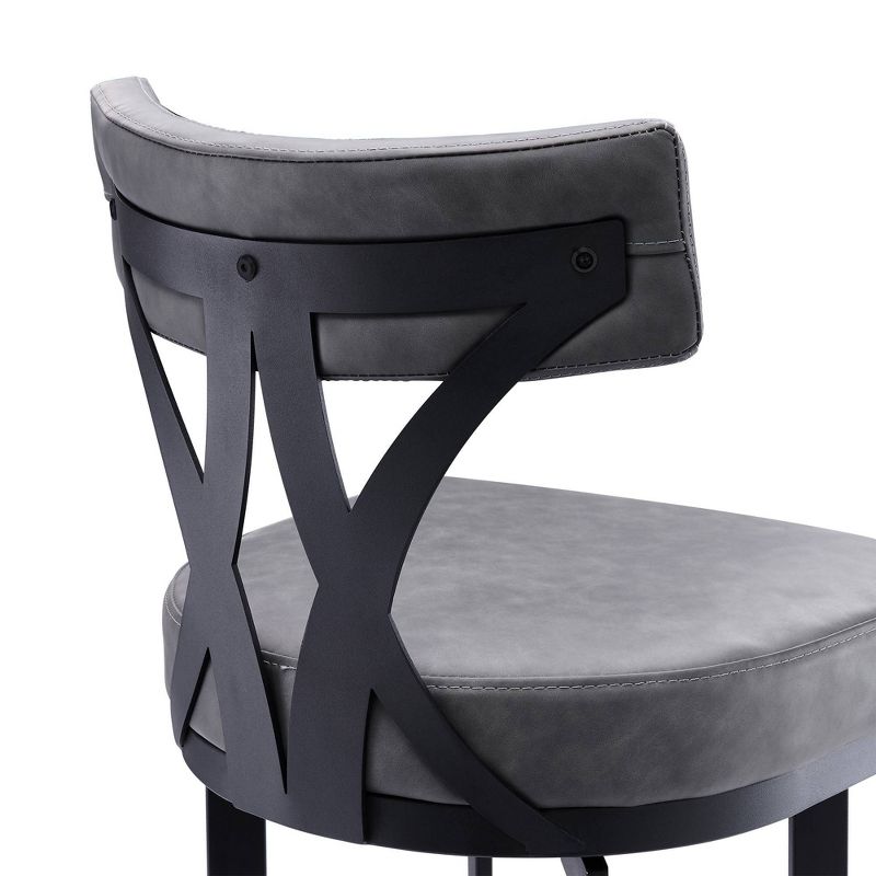 26&#34; Natalie Faux Leather Metal Counter Height Barstool Gray/Black - Armen Living, 6 of 12