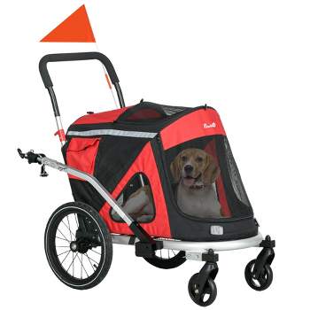 Aosom 2 in 1 Bike Trailer, Foldable Dog Bike Stroller with Aluminum Frame, Quick Release Wheels, Safety Leash, Anti-Slip Mat for Medium Dogs
