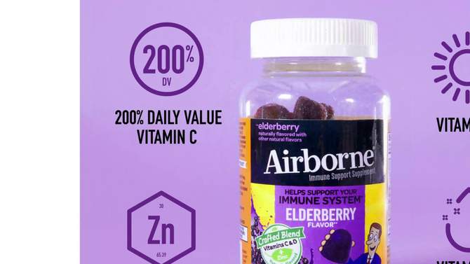 Airborne Adult Elderberry Gummies with Vitamin C & Vitamin D, 2 of 9, play video