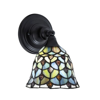 Toltec Lighting Any 1 - Light Sconce in  Matte Black with 7" Crescent Art Glass Shade