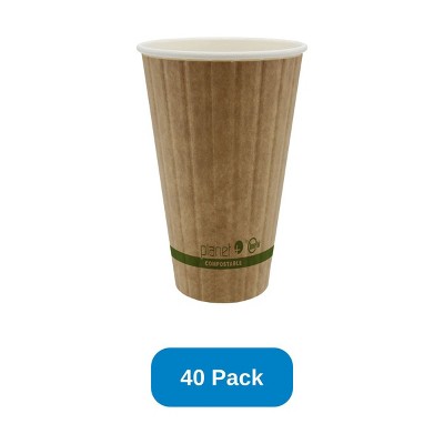 Planet+ 16 oz Compostable Hot Cup SFI Paper Cup PLA Lined Double Wall - Pack of 40