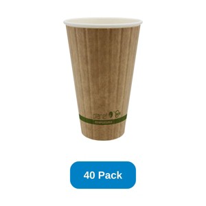 Planet+ 16 oz Compostable Hot Cup SFI Paper Cup PLA Lined Double Wall - Pack of 40 - 1 of 3