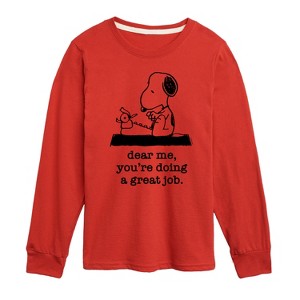 Boys' - Peanuts - Dear Me Doing Great Job Long Sleeve Graphic T-Shirt - 1 of 4