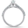 Pompeii3 3/4 Ct TDW Diamond Side Stone Engagement Ring 14k White Gold - 3 of 4