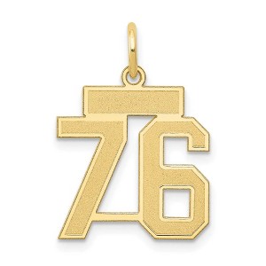 Black Bow Jewelry 14k Yellow Gold, Jersey Collection, Small Number 76 Pendant - 1 of 4