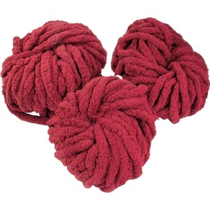 iDIY Chunky Yarn 3 Pack (24 Yards Each Skein) - Maroon- Fluffy Chenille Yarn Perfect for Soft Throw and Baby Blankets, Arm Knitting, Crocheting - 1 of 3