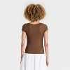 Women's Boat Neck Ribbed T-Shirt - A New Day™ Brown - 2 of 4