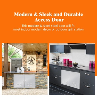 Outdoor Kitchen Doors, 42W x 21H Inch BBQ Double Access Door, Stainless Steel Access Door for BBQ Island, Grilling Station, Outside Cabinet