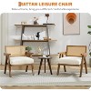 Mid Century Modern Accent Chair, Comfy Living Room Chairs with Sturdy Wood Legs, Rattan Backrest & Beige Thick Linen Cushion Armchair - 4 of 4