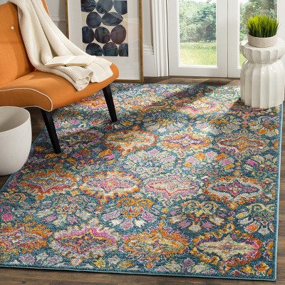 Madison 5' x 7' Blue and Orange Synthetic Flat Woven Rug