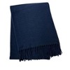 HomeRoots 50" X 67" Navy Blue Cotton Blend Woven Throw Blanket with Fringe - 4 of 4