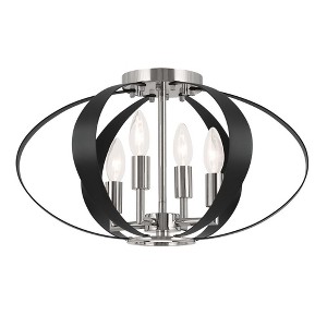 Cecil 17.75 Inch 4 Light Oval Flush Mount in Champagne Bronze and Black - 1 of 1