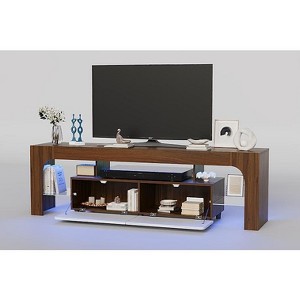 63"TV Stand,TV Console Table,Modern Lighting TV Cabinet Entertainment Center Media,Remote Control 16 Color LED Lights, Up to 70"TV for Living Room - 1 of 4