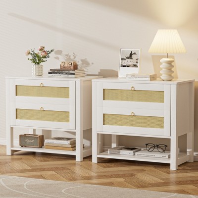 25.6'' with 2 Drawer and Open Shelf End Table
