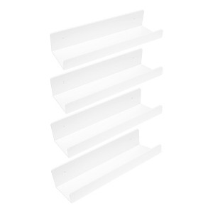 Unique Bargains Bathroom Bedroom Living Room Kitchen Room Acrylic Wall Display Shelf White - 1 of 4