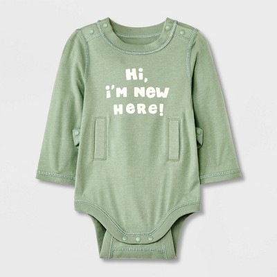 Baby Graphic Long Sleeve Adaptive Bodysuit - Cat & Jack™ Sage Green Newborn