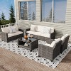 Outdoor PE Rattan Patio Sectional Set with Cushions & Storage Table, Water-Repellent Conversation Furniture for Deck, Poolside, Garden - 3 of 4
